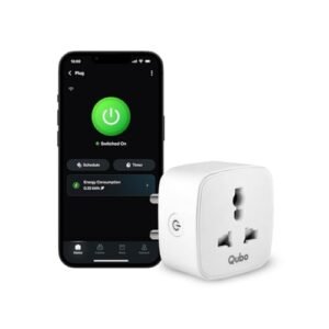 Qubo 10A Wi-Fi + Bluetooth Smart Plug | Energy Monitoring | Ideal for Small Devices Like TVs, Air Purifiers, Mobile & Laptop Chargers | Voice Control with Alexa & Google Assistant