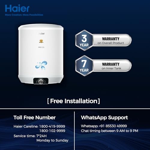 Buy Haier Precis Water Geyser 15 Litre 5 Star Rated Water Heater|Pipe Free Installation Abs Body Temperature Control Shock Proof Glasslined Tank|8 Safety Levels|High Rise Compatible|Bacteria Proof System - Image 7