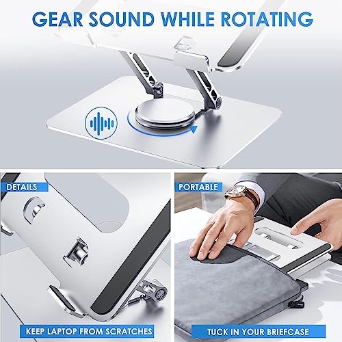 PLIXIO Adjustable Laptop Stand with 360° Rotating Base Tabletop Ergonomic Foldable Portable Holder Compatible for MacBook, HP, Dell, Lenovo & All Other Notebook (Sliver) Amazon.in: Computers & Accessories - Image 3
