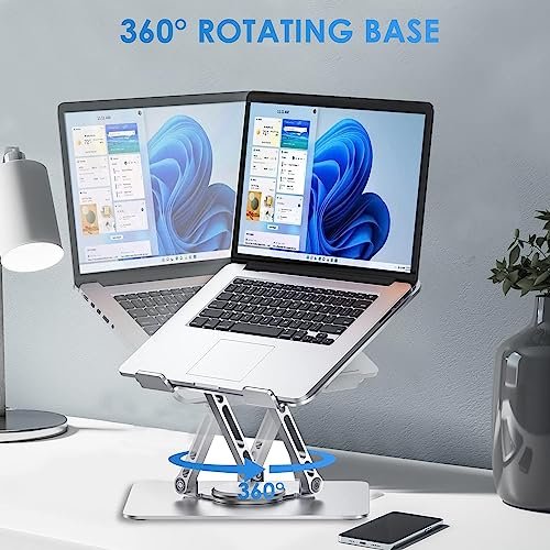 PLIXIO Adjustable Laptop Stand with 360° Rotating Base Tabletop Ergonomic Foldable Portable Holder Compatible for MacBook, HP, Dell, Lenovo & All Other Notebook (Sliver) Amazon.in: Computers & Accessories - Image 2