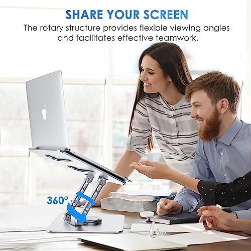 PLIXIO Adjustable Laptop Stand with 360° Rotating Base Tabletop Ergonomic Foldable Portable Holder Compatible for MacBook, HP, Dell, Lenovo & All Other Notebook (Sliver) Amazon.in: Computers & Accessories - Image 5