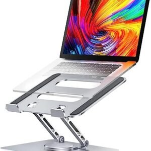 PLIXIO Adjustable Laptop Stand with 360° Rotating Base Tabletop Ergonomic Foldable Portable Holder Compatible for MacBook, HP, Dell, Lenovo & All Other Notebook (Sliver)  Amazon.in: Computers & Accessories